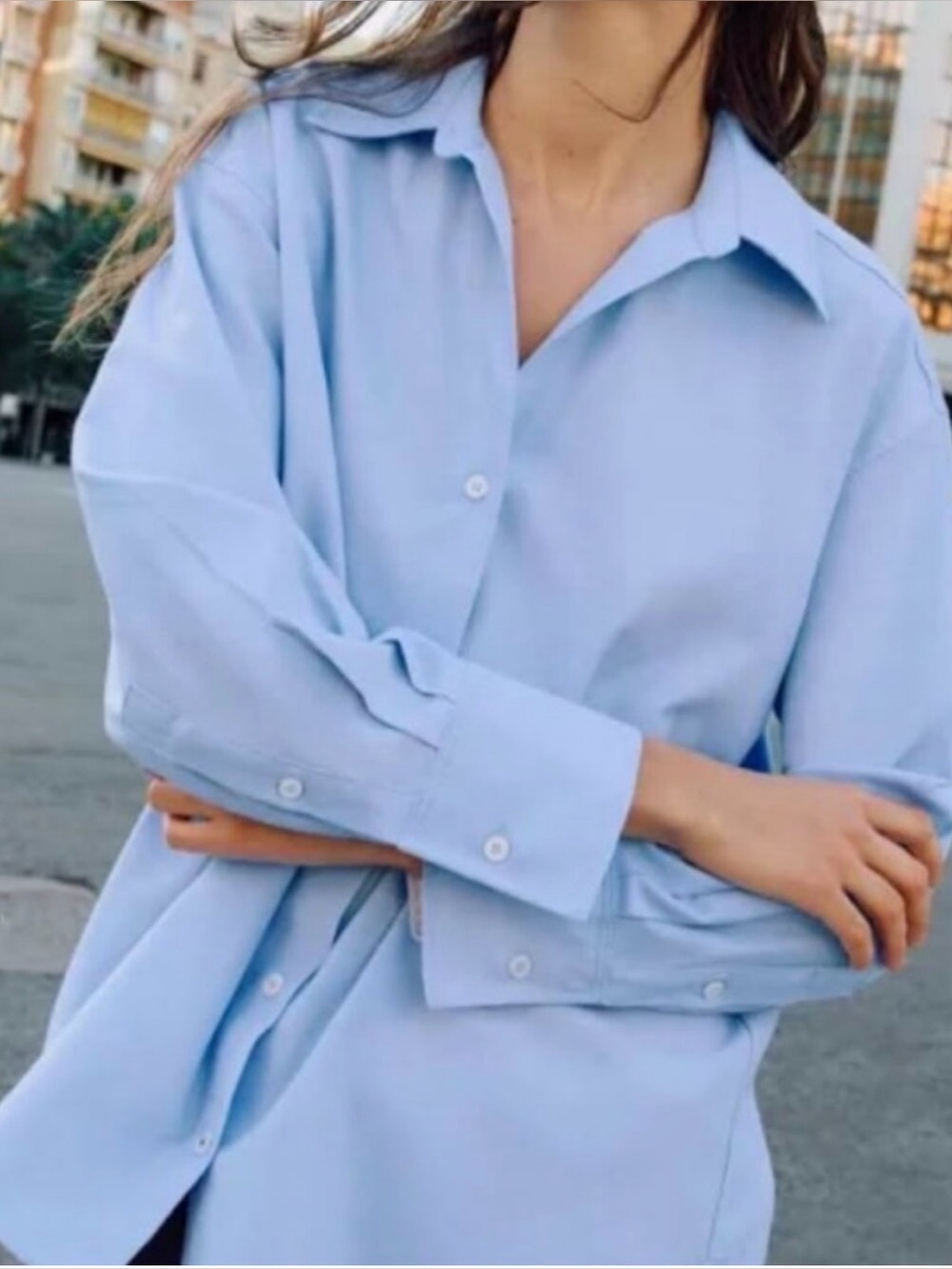 Zara Organic Cotton Poplin button down oxford Shirt EUC xs